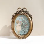 Golden Vintage Oval Photo Frame Elegant Tabletop Decor for Bedroom Study Living Room Perfect Gift Idea