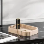 Natural Travertine Irregular Square Tray Design Ornament Home Hotel Bathroom Desktop Jewelry Cosmetics Storage Tray Decoration - Image 2