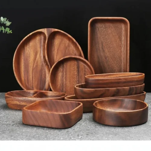 South American Walnut Fruit Platter Solid Wood Dried Fruit Snack Plate Salad Bowl Wooden Basin Large Dinner Plate
