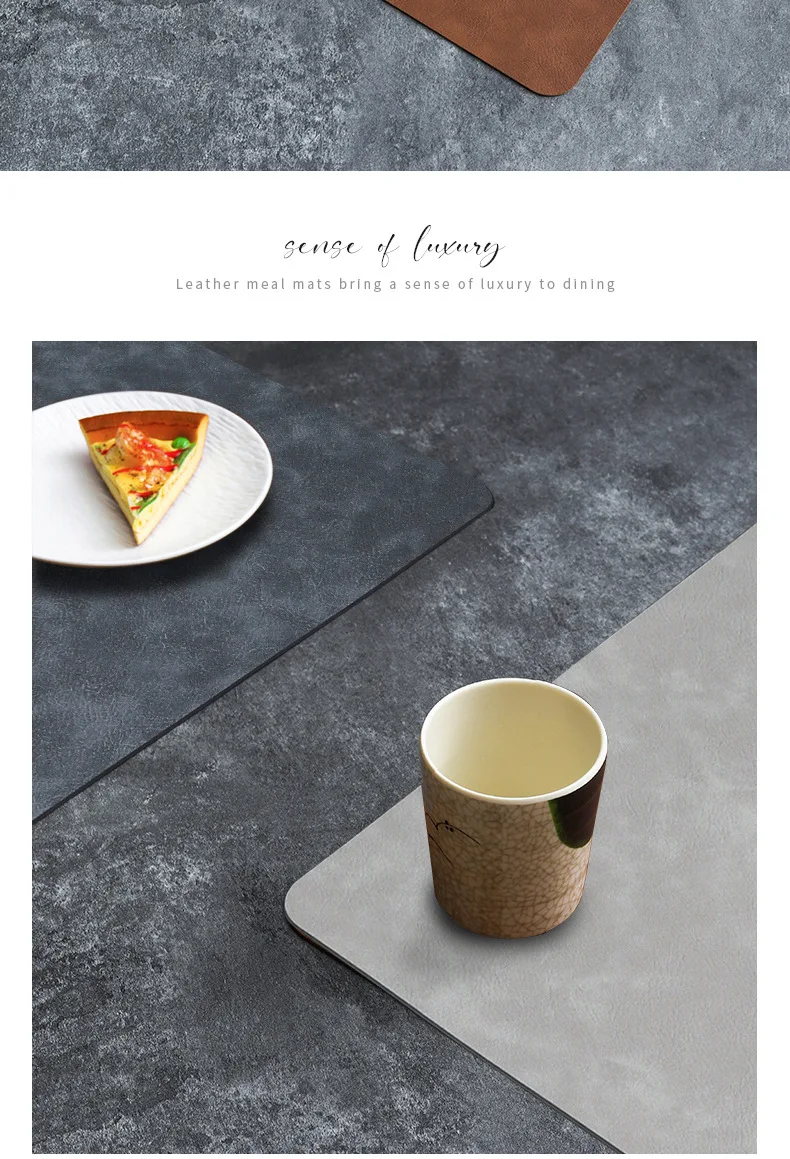 Square Double-Layer Cowhide PU Leather Placemat Texture Waterproof Heat-Resistant Table Mats Home Hotel Dining 17 kf S5ff6ebfcb586438fb62c43deefdc5ae5k