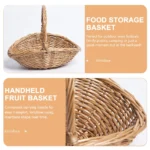 Wicker Picnic Basket Handle Empty Gift Basket Fill Open Top Market Harvest Baskets Garden Fruit Candy Wine Egg Gathering - Image 6
