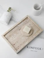 Minimalism Marble Tray for Perfume Candles Jewelry Travertine Stone Vanity Tray for Dresser Countertop Coffee Table Serving - Image 3