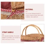 1Pc Wicker Picnic Basket With Lid Portable Storage Baskets With Handles Home Decor Gift Rustic Woven Texture Baskets For Kids - Image 2