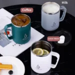 500ml/17oz 304 Stainless Steel Water Bottle Double Layers Coffee Mug Milk Cup With Plastic Lid And Handle - Image 5