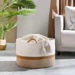 King-size woven storage basket Living room cotton rope blanket basket Household wicker laundry basket Storage basket - Image 2