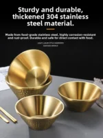 Korean Sle Conical Bowl 304 Stainl Steel V-aped Double Layer Gold Horned Ice aving Salad Snowflake Ice Soup Rice Bowl - Image 2