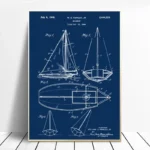 Nautical Blueprint Canvas: Unique Sailboat Wall Art Decor - Image 5