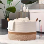 King-size woven storage basket Living room cotton rope blanket basket Household wicker laundry basket Storage basket - Image 5