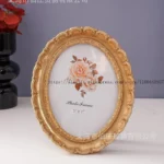 Chic 7-Inch Gold Floral Resin Oval Frame for Timeless Memories - Image 3