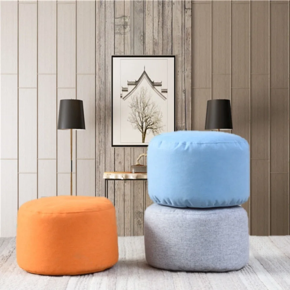 Linen Bean Bag Chair with Filling Beanbag Pouf Ottoman Footstool Tatami Round Stool Futon Puff Relax Lounge Furniture 1 kf S64cb21e389c54c9db173b0f7f930a04db