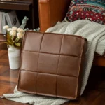Moroccan Pouf Floor Cushion Oil Wax Skin Embroider Craft Ottoman Footstool Futon Sofa Artificial PU Leather Unstuffed Cushion - Image 5