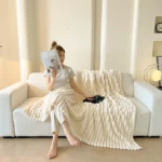 Spring Throw Blanket for Couch, Cozy Warm Plush Striped Blanket for Sofa Bedroom Living Room, All Season Use Festival Home Decor - Image 2