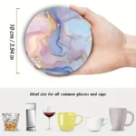 4 pieces of marble pattern printed coasters, suitable for daily family party decoration, office, non-slip wooden coasters - Image 2