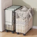 Mobile Laundry Hamper with Wheels Batoom Dir Clothes Basket Iron Material Japanese Sle Home Storage Organizer