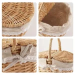 Wicker Picnic Basket with Handle High-End Camping Picnic Hamper Kitchen Willow Storage Basket Fruit Vegetable Container Basket - Image 4