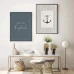 Watercolor Nautical Coastal Lighthouse Anchor Seagull Seascape Poster Canvas Painting Wall Pictures Boyhood Home Bedroom Decor - Image 2
