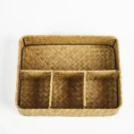 Hairpins Jewelry Accessories 4 Grids Storage Basket Handmade Woven Willow Storage Basket For Clothes Cosmetic Stationery