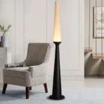 2025 Floor Lamp Wooden Black Wood Standing Light for Living Room Bedside Decoration Fabric Lampshade Standard Mood Light - Image 2