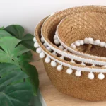 Handmade Seagrass Storage Basket Foldable Laundry Straw Wicker Rattan Seagrass Belly Garden Flower Pot home decor Planter Basket - Image 5