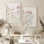 3pcs Green Pink Sage Flower Wall Art Prints Botanical Modern Art Canvas Posters Neutral Floral Wall Decor Gallery Wall Decor - Image 2