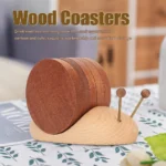 Wood Snail Coaster Set of 5 Wooden Cup Mat Snail Shaped Decoration Heat Resistant Drink Coasters - Image 5