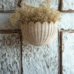 Scalloped Wicker Baskets For Wall Natural Woven Rattan Organizer Scalloped Home Decor Storage For Living Room Study Nursery - Image 4