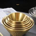 Elegant Double Layer Gold Horned Stainless Steel Bowl for Salads