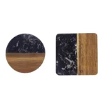 Elegant Marble Coaster with Wood Stitching for Stylish Homes - Image 5