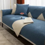 Luxurious Dark Blue Linen Sofa Cover - Non-Slip & Durable Protection - Image 2