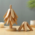 Eco-Friendly Bamboo Tree Trivets - 4 PCS Heat-Resistant Set - Image 3