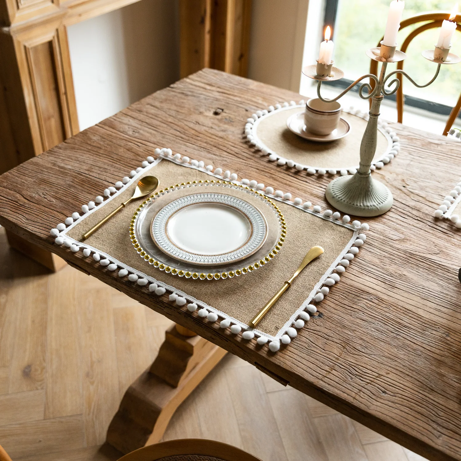 2 PCS Braided Placemats Heat Resistant Jute Table Mats Farmhouse Woven Fabric Natural Place Mats for Decorations Indoor Outdoor 29 kf S68797e0b9bdb40fba48e0b5ea5cd0de6y