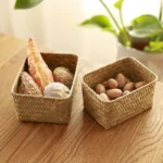 Breakfast Woven Storage Basket Picnic Basket Laundry Box Home Sundries Organizer Fruit Flower Storage Baskets Desktop Container - Image 2