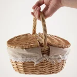 Handmade Wicker Picnic Basket With Handle Picnic Hamper Multi-Purpose Willow Woven Storage Box Outdoor Camping Fruit Basket - Image 5