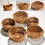 Hardness Rattan Wicker Woven Serving Baskets Handwoven 10 Styles Bread Fruit Vegetables Basket Household Rattan Basket
