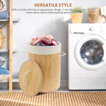 Bamboo Laundry Basket with Lid for Storing Dirty Clothes Laundry Hamper with Removable Liner Handle Clothing Bin for Bathroom - Image 4