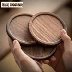 6pc/lot Walnut Solid Wood Coasters Zen Non-slip Coasters for Coffee Cups Saucer Anti-scald Placemats Cup Holder for Tea Supplies - Image 3