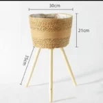 Wood Woven Plant Pot on Standing Flower Pot Storage Basket Indoor Planters Classic Style Garden Decor Essentials Home Decoration - Image 6