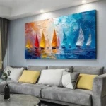 Modern Abstract Sailboat Sea View Canvas Art, Large-Sized Canvas Printing, for Living Room Home Decoration - Image 2