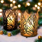 Elegant Leaf-Shaped Candle Holder - Vintage Iron Decor