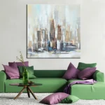 Arthyx Handpainted New York City Oil Painting On Canvas Modern Abstract Posters,Wall Art Picture For Living Room Home Decoration - Image 4
