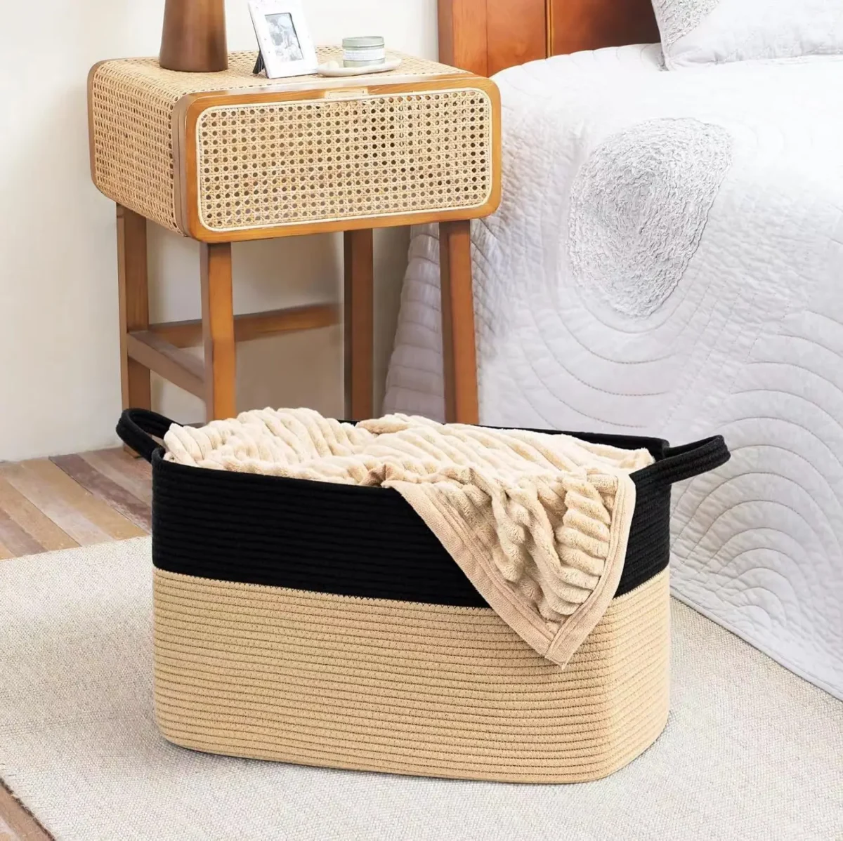 Cotton Rope Woven Dirty Clothes Basket Large Capacity Square Storage Basket Toys Blanket Storage Basket - Image 2