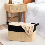 Cotton Rope Woven Dirty Clothes Basket Large Capacity Square Storage Basket Toys Blanket Storage Basket - Image 2