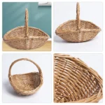 Wicker Picnic Basket Handle Empty Gift Basket Fill Open Top Market Harvest Baskets Garden Fruit Candy Wine Egg Gathering - Image 5