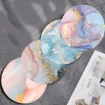 4 pieces of marble pattern printed coasters, suitable for daily family party decoration, office, non-slip wooden coasters - Image 6