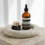 Travertine Service Tray, Bathroom Dressing Table, Natural Yellow Hole Stone Fruit Tray, Circular Jewelry Tray, Home Decoration - Image 3