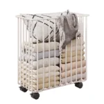 Mobile Laundry Hamper with Wheels Batoom Dir Clothes Basket Iron Material Japanese Sle Home Storage Organizer - Image 4