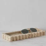 Natural Stone Purple Red Travertine Marble Sundries Plate Lace Rectangle Storage Scalloped Tray Home Decoration - Image 3