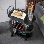 Bar Cart Trolley Organizer 3 Tier Rolling Beach Tea Utility Kitchen Island Shopping Stair Climbing Archivadores Dining Room Sets - Image 3