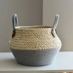 Chic Straw Woven Basket for Stylish Plant Storage & Decor