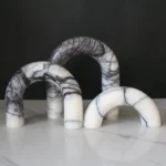 Natural Marble Sculpture Geometric Arch Semicircular Arch Ornament Yellow Cave Stone Decorative Figurines Living Room Decoration - Image 3